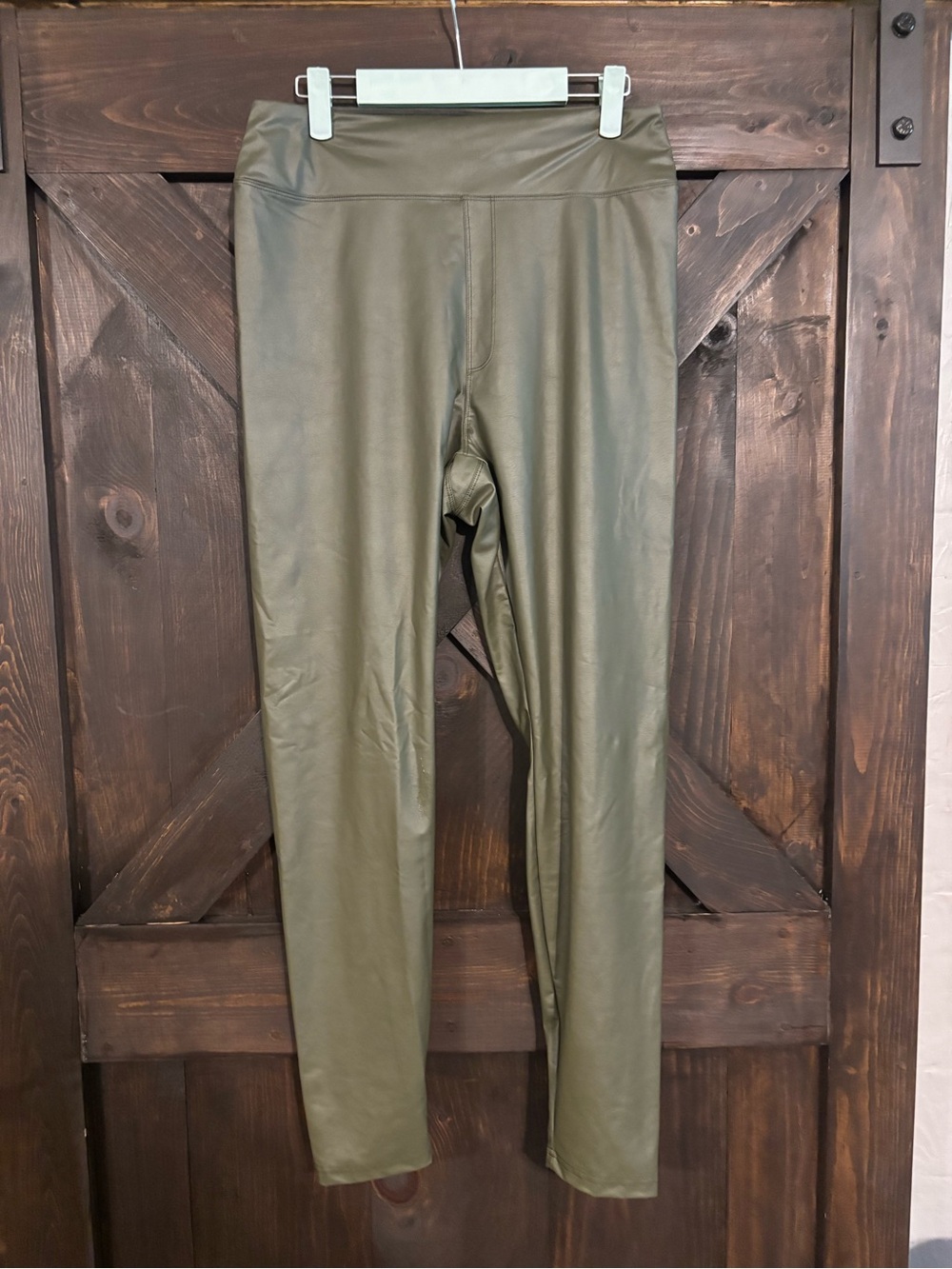 aerie Olive Faux Leather REAL LUXE PLEATHER Leggings
